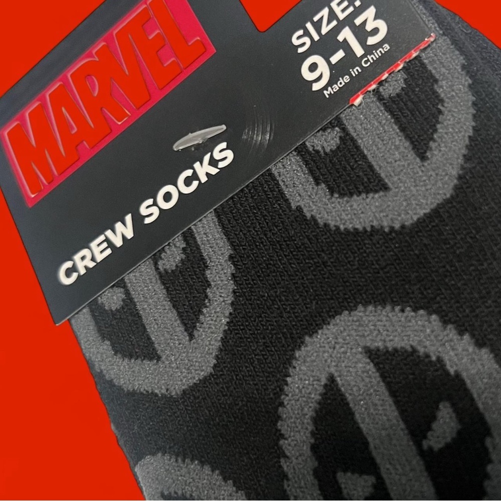 Marvel Black and Gray Deadpool Crew Socks
